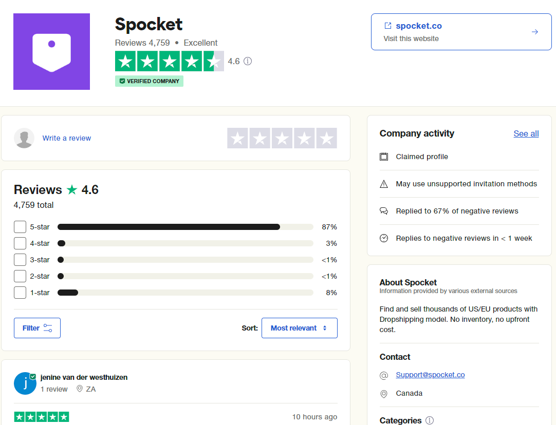 Spocket reviews